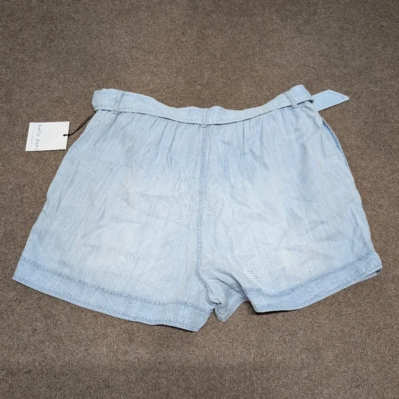 Bella Dahl Light Blue Tencel Women's Shorts Button Fly Tie Waist Large - Picture 5 of 9